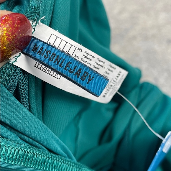 NWT Maison Lejaby Norma Jeane Ballerina Swimsuit One Piece Underwire Teal Sz 32F - Picture 10 of 12